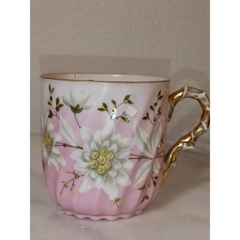Vintage Germany Pink with Gold accents Tea Cup or Moustache Cup